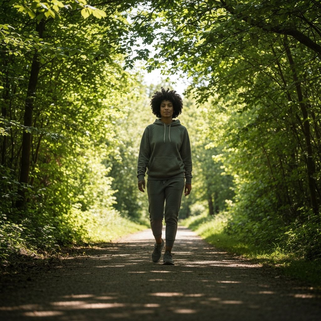 Person walking outdoors for daily activity